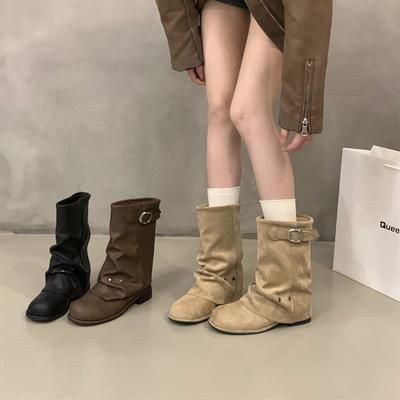 Каблук Черные ботинки Мартина Женские ботинки 2025 Новые Весенне-осенние Локомотивные Ботильоны Ботинки под брюки с юбкой Короткие ботинки