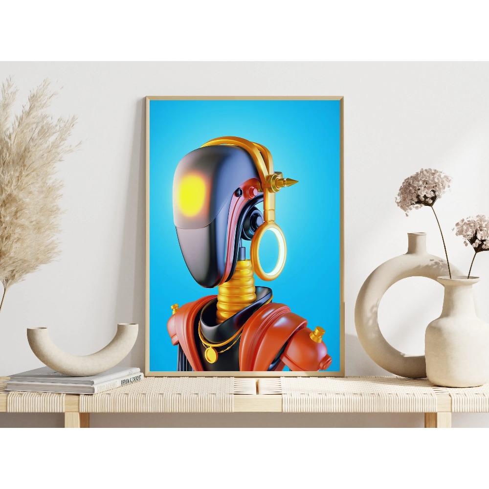 Realistic Abstract Robots Surrealism Posters Cool Robot Priest Modern Prints Canvas Wall Art Pictures Home Living Room Decor