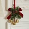 Hanging Christmas Chime Bell Red Pine Cone Bell Pendant Christmas Velvet Bow Bell  Xmas Decor