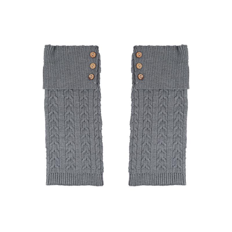 Autumn-Winter Merard Cable Knit Button Leg Warmers - Scrunched Mid-Calf, Thick, Warm, Japanese Retro Style.