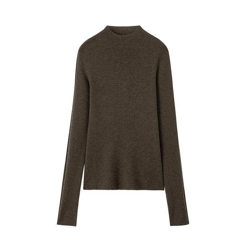 Autumn and winter cashmere bottoming shirt wool knitted semi-turtleneck pullover knitted sweater for women