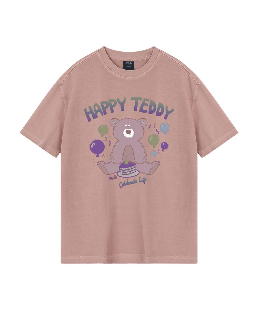 WILDROCK Hollysheesh Happy Bear Pigment Oversized Short Sleeve T-Shirt_6 Col (B Type)