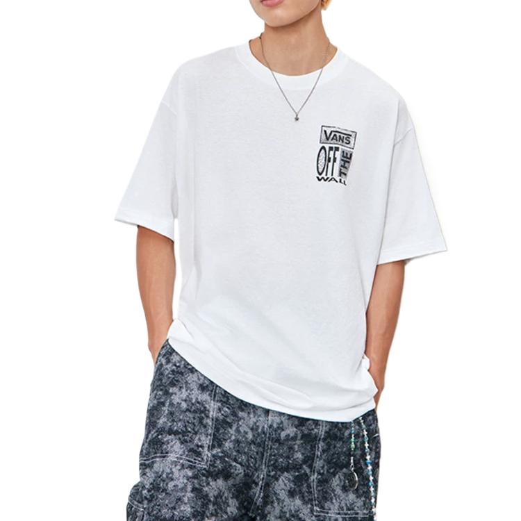 Vans SS26 Хлопковая футболка с коротким рукавом, принтом-буквами, круглым вырезом, унисекс, топ VN000WUXWHT