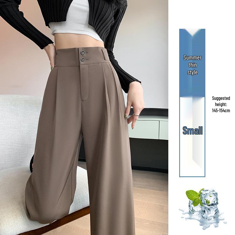 Женские черные брюки с высокой посадкой и широкими штанинами, 2025: Стройнящий, Драпированный, Повседневный, Весенне-осенний стиль