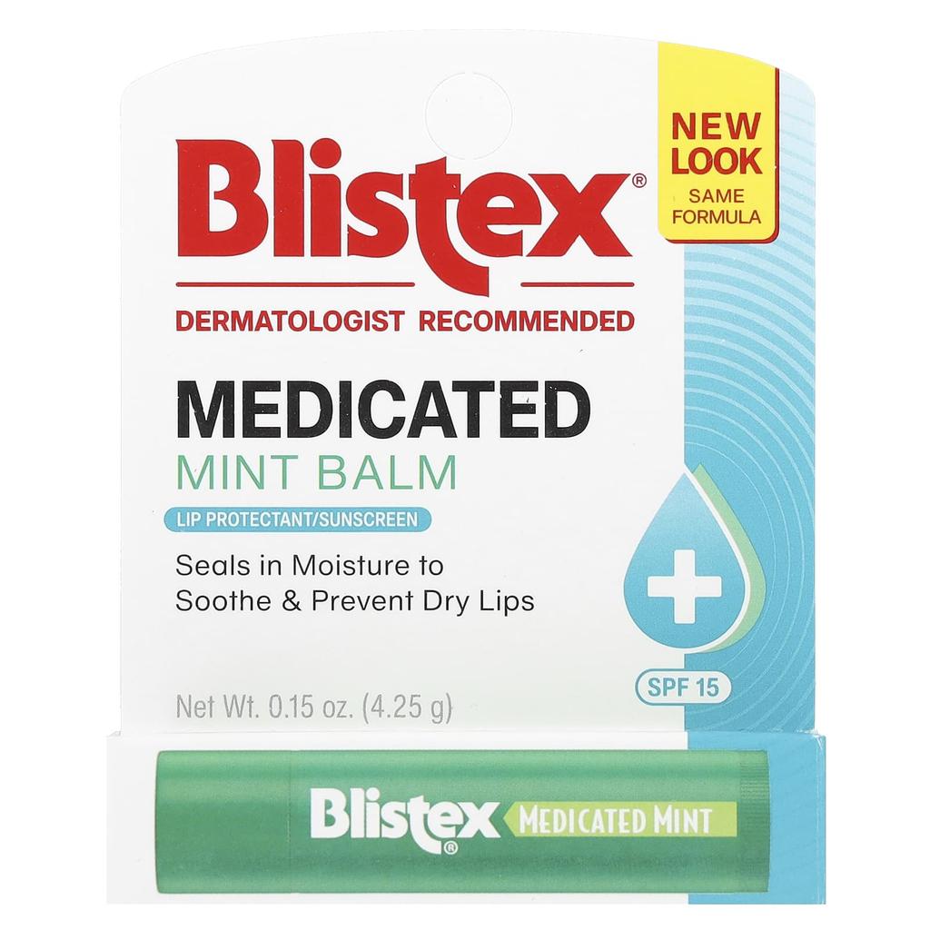 Blistex Лечебный бальзам для губ, защитное средство для губ/солнцезащитное средство, SPF 15, мята, 0,15 унции (4,25 г)