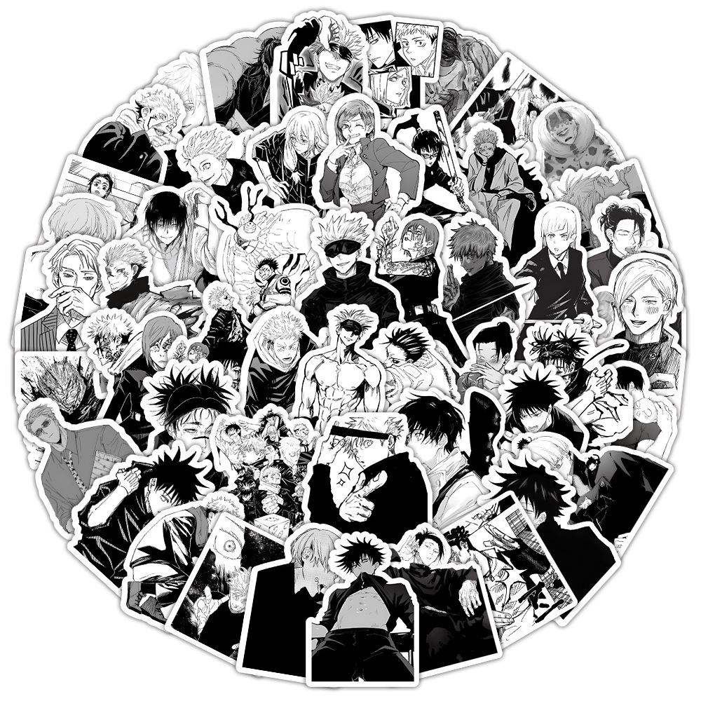 10/30/50/100 шт. Черно-белые наклейки Аниме Jujutsu Kaisen Японский мультфильм Граффити Наклейка DIY Гитара Скейтборд Крутая наклейка