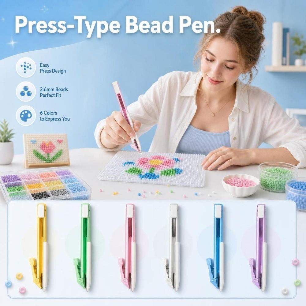2in1 Press-Type Fuse Bead Pen Efficient Automatic Bead Dispenser Storable Bead Pen Pixel Puzzle
