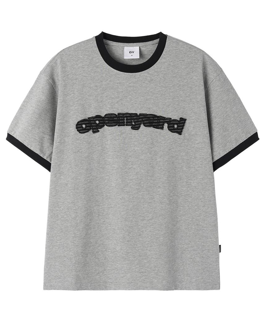 Опеунядеу(Овай) Футболка с полосатым воротником и манжетами Opyd Stripe Patch Ringer Tee - Меланж