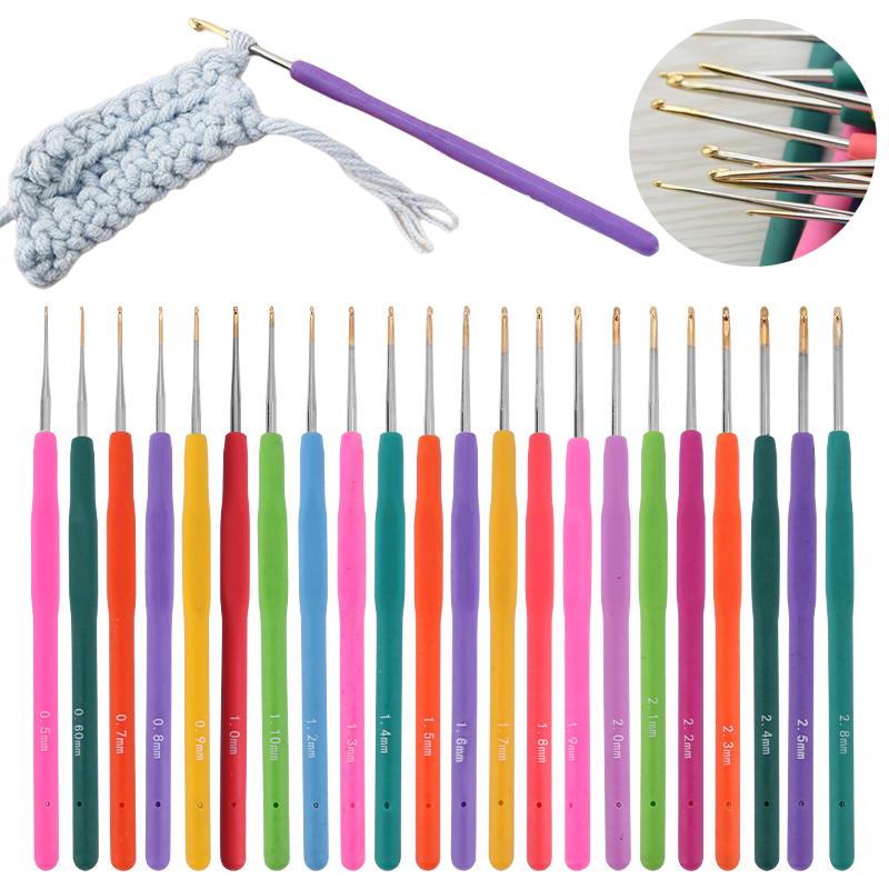 1 шт. вязальные спицы маленькие кружевные пряжа переплетения резиновая ручка крючки иглы 0,5 мм-2,5 мм