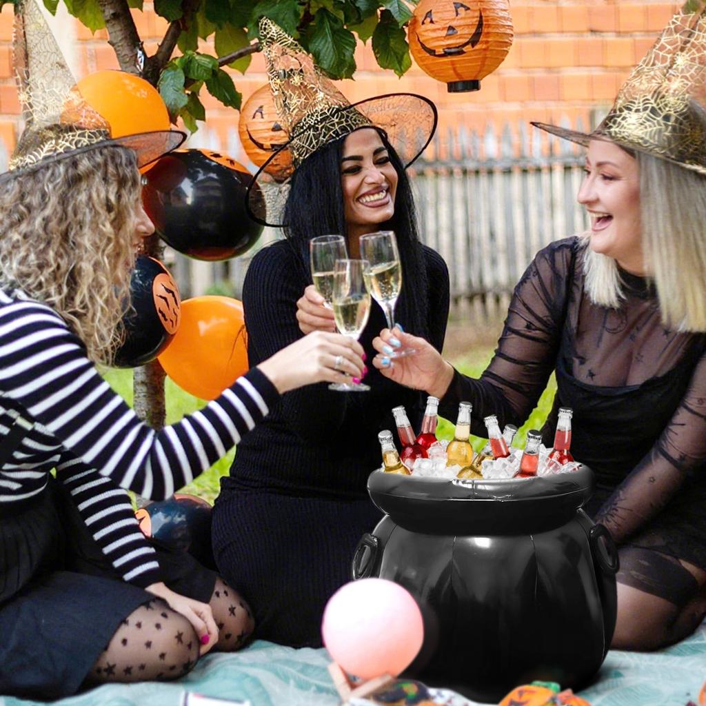 Большой надувной кулер для напитков в виде котла на Хэллоуин, 22x18 дюймов, День Святого Патрика, Подставка для напитков, Котел для конфет, Котел ведьмы, Украшение для вечеринки