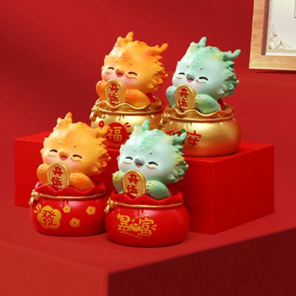 Водонепроницаемые украшения с драконами зодиака, миниатюры драконов из смолы, износостойкие мультяшные украшения на год дракона, приносящие удачу