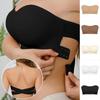 Women's Sexy Solid Color Strapless Back Cross Side Buckle Non Slip Strap Breast Pad Strapless Bra No Steel Ring Bra