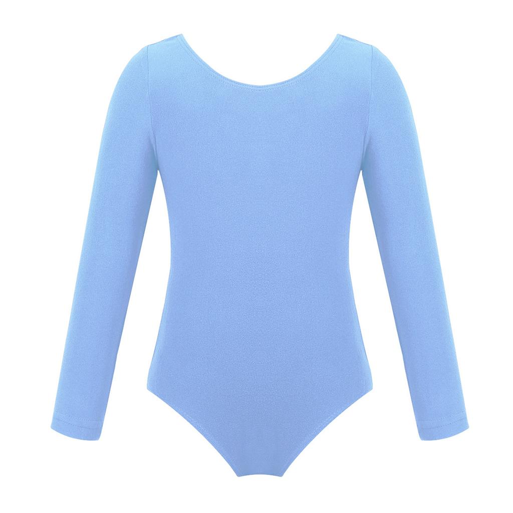 Kids Basic Long Sleeve Leotard Ballet Dance Gymnastic Bodysuit Jumpsuit Girls Activewear