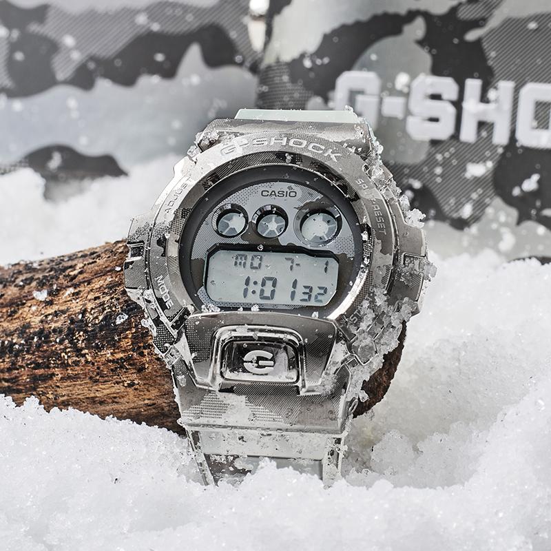 Casio Водонепроницаемые спортивные часы Кварцевый механизм Ремешок из смолы Японские и корейские часы Мужские часы Серебристый циферблат GM-6900SCM-1PR