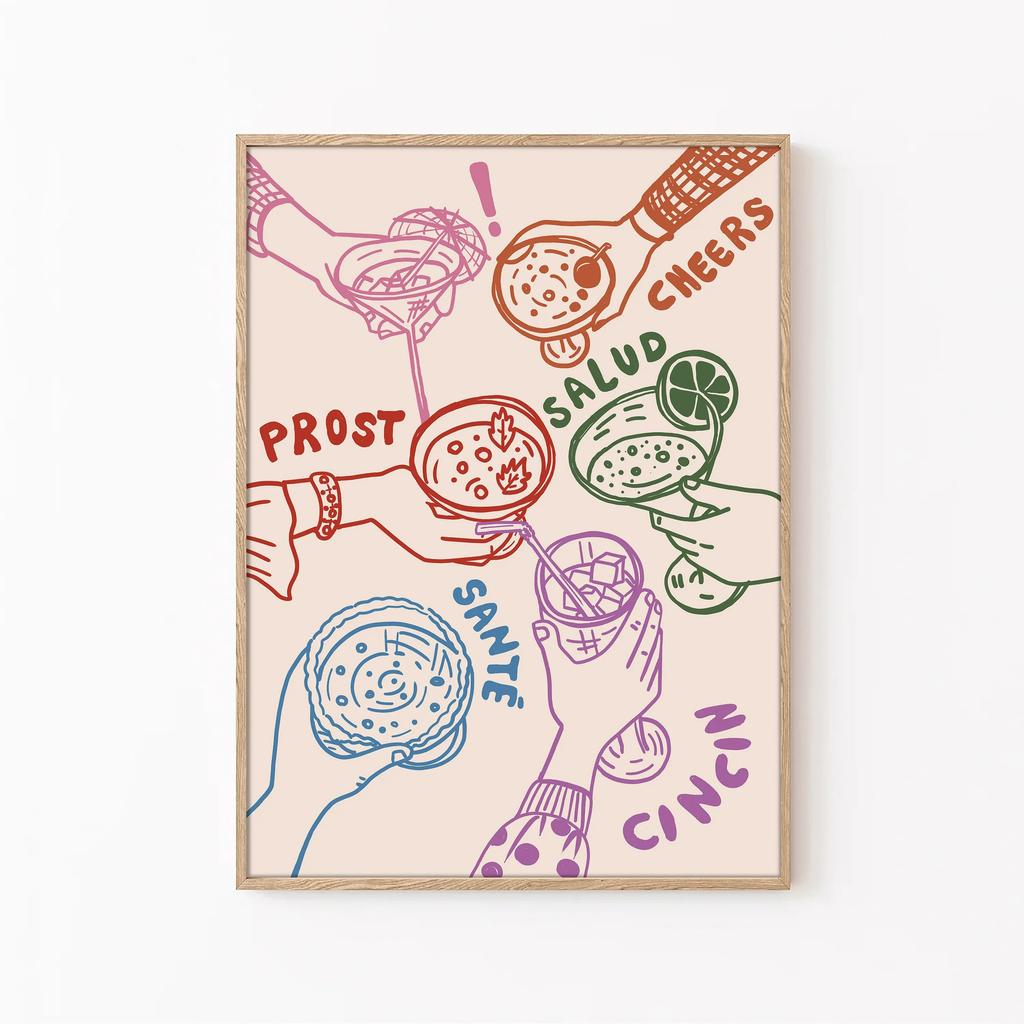 Винный Алкоголь Ура Принт Ретро Постер Барная Тележка Холст Настенное Искусство Декор Напитки Подарок Дом Гостиная Ванная Декор плакаты