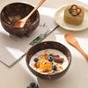 Натуральная миска из скорлупы кокоса, набор с деревянной ложкой и миской, миска для йогурта, салата из фруктов, молочного коктейля, кухонная посуда