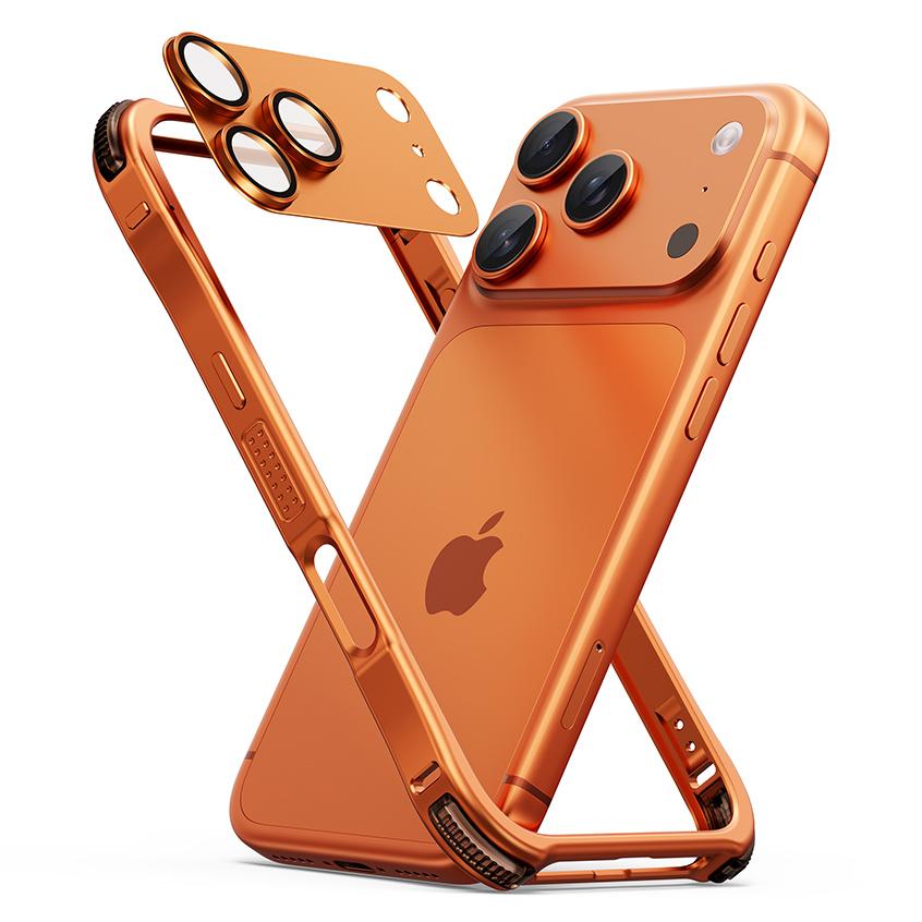 Oatsbasf Metal Backless Bumper Case for iPhone 17 Pro Max / iPhone 17 Pro Slim Naked Frame Phone Case with Camera Lens Protector