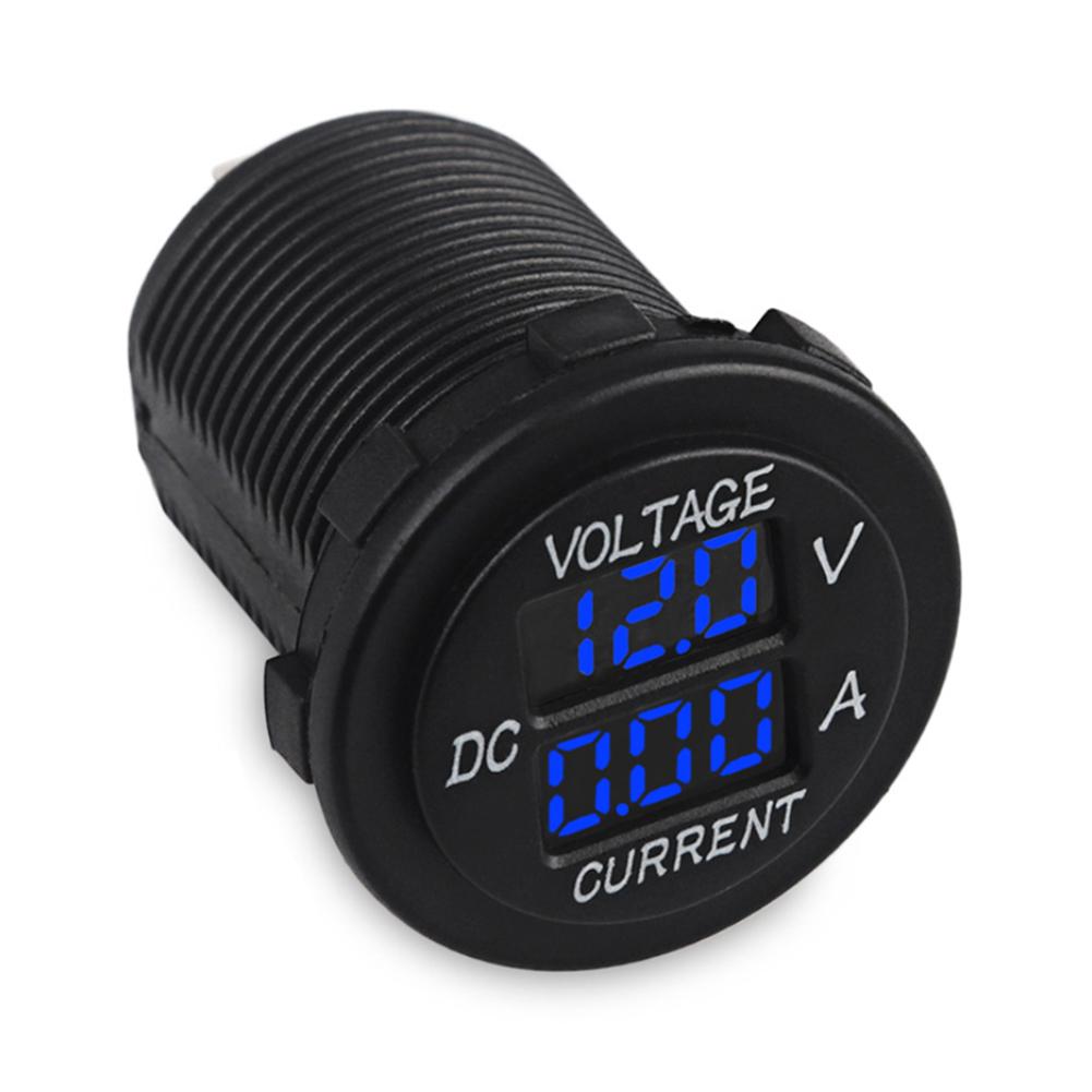 Digital LED Voltmeter Ammeter Round Gauge Current Meter for Motorcycle Car Boat