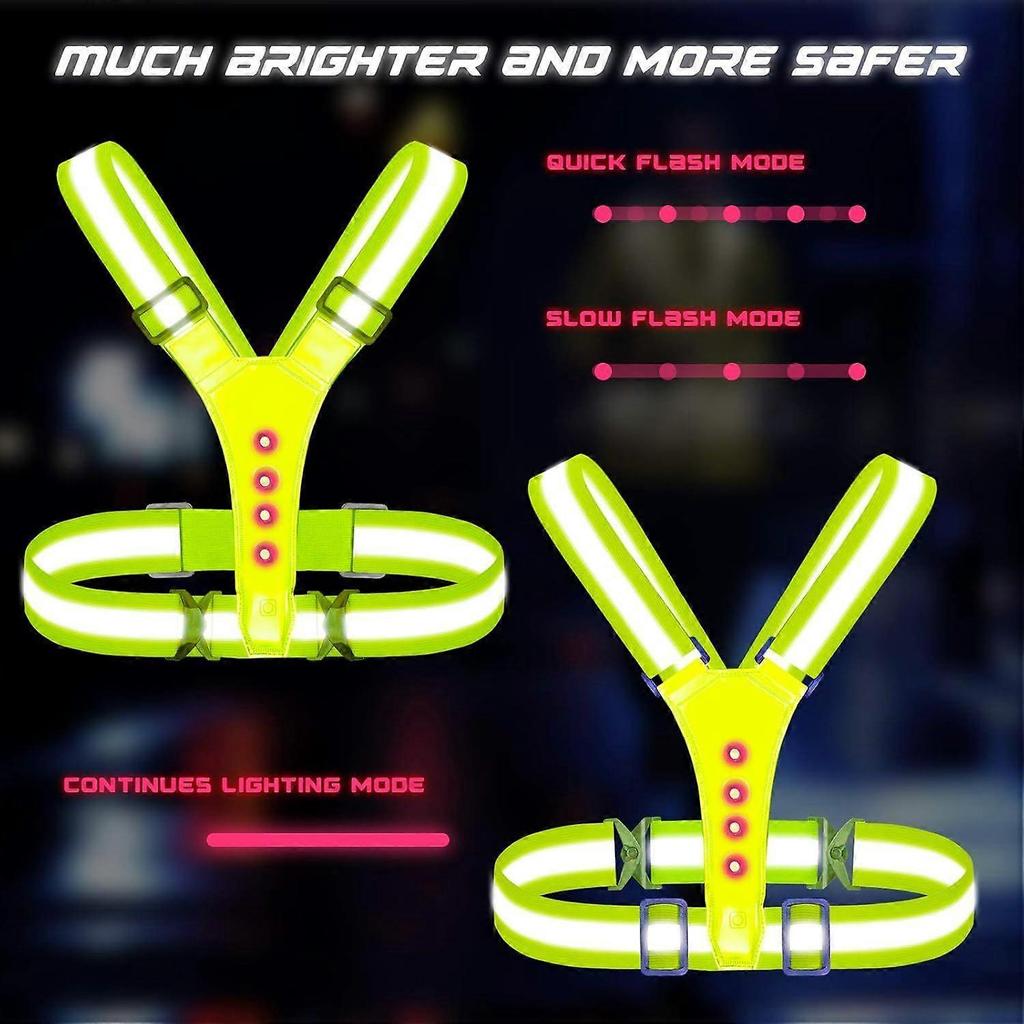 Led Reflective Vest, High Visibility Led Reflective Safety Vest Running Lights For Runners