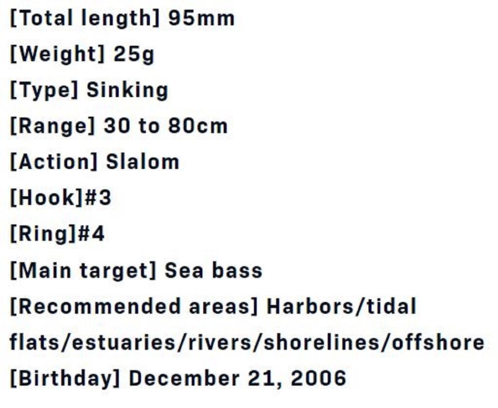 Ima Honey Trap 95S Karutora 20 Grams Sinking Lure 106 (9514)