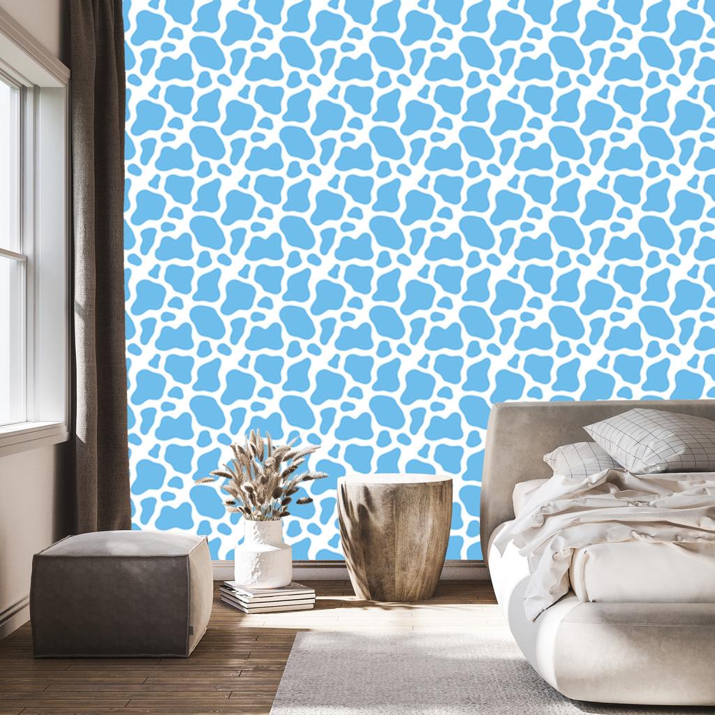 Cow Patches Wallpaper, Azure Background, Azure Center for Living Room and Bedroom 50x1000