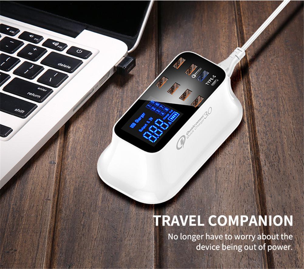 Зарядное устройство для телефона 8 USB-портов ЖК-дисплей Умная зарядная станция Дорожное портативное зарядное устройство для iPhone Samsung Xiaomi