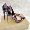 Новые слоганы граффити знаменитости высокие каблуки, платье остроносые женские туфли с неглубоким вырезом, модные банкетные туфли 8 см 10 см 12 см тонкие