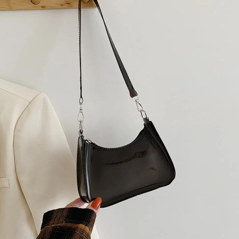 Прозрачная винтажная сумка через плечо для женщин, модная мини-сумка через плечо из ПВХ-желе, сумка через плечо