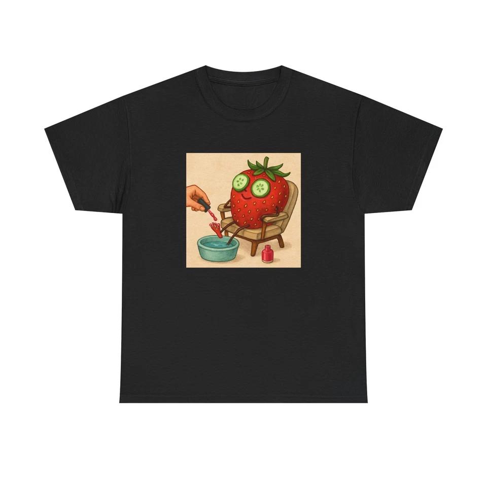 Unisex Adult T Shirt Strawberry Pedicure Spa Art Funny