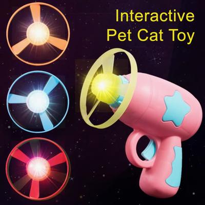 Игрушка для кошек Светодиодный запускатель летающей тарелки Игровая комната Улица Игра Ослепительная Ночное отслеживание Вращающийся пропеллер Игрушка