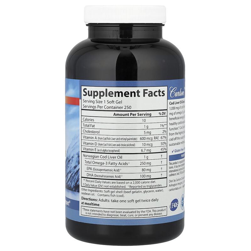 Wild Norwegian, Cod Liver Oil Gems, 250 Soft Gels