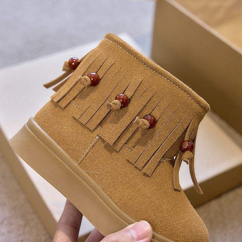 Girls' Fashionable Anti-slip Boots, Winter Children's Princess Tassel Ankle Boots