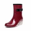 Rubber Rain Boots for Women Waterproof High Heel Fashion Girls Shoes Ladies Short Ankle PVC Rainboots Non-slip Fur Leather Boots