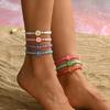 Boho Polymer Clay Braid Rope Bracelet Beads Bohemian Beach Jewelry Flower Bracelet  Jewelry Gifts