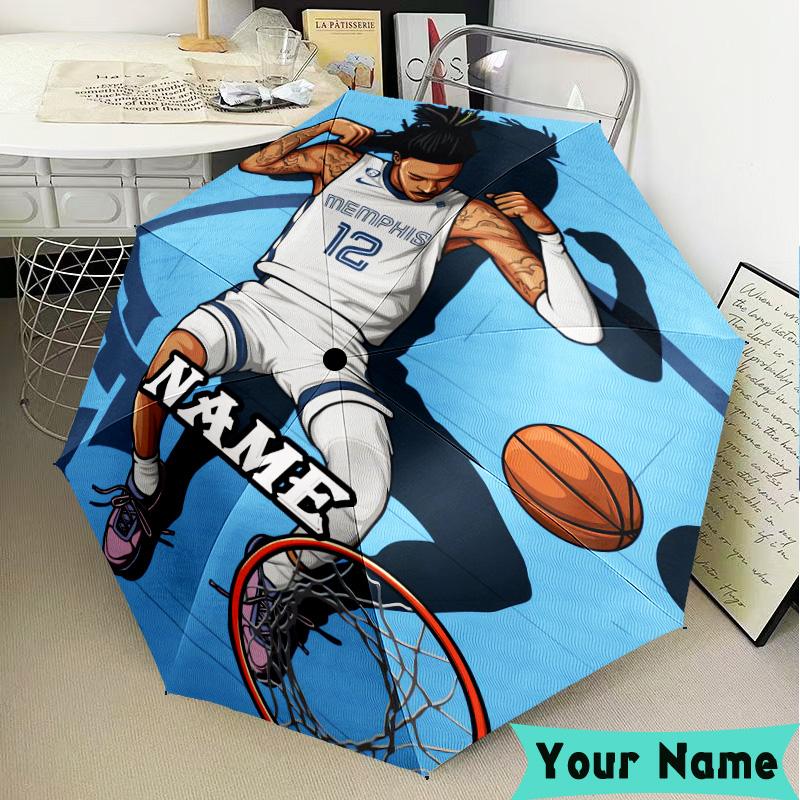 Custom Name Basketball Player Morant Umbrella, Foldable Umbrella Suitable for Outdoor Shopping Travel Sports, Exquisite Gift for Family