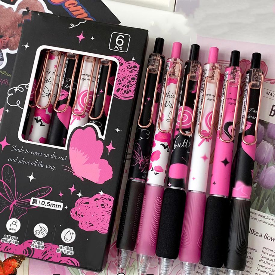 6 шт./набор Милая мультяшная гелевая ручка Корейская мода Милые ручки-шарики с котятами для студентки 0,5 мм Ручка с черными чернилами Школьные принадлежности