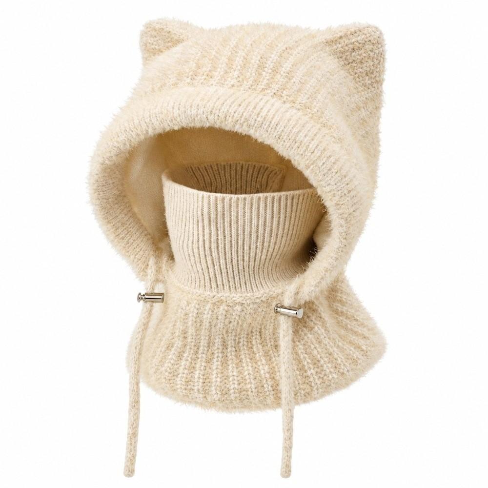 Thickened Hooded Scarf Hat Windproof Mask Neck Warmer Knitted Balaclava  Students