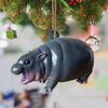 Acrylic Hippo Hanging Decoration 2D Flat Hippopotamus Christmas Tree Hanging Ornament