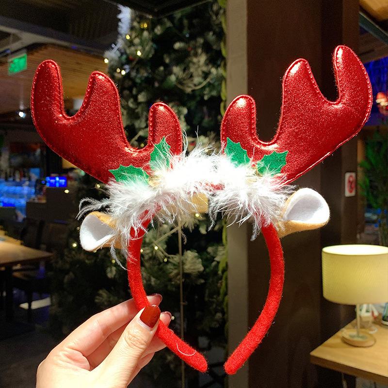 2024 New Year Christmas Hair Bands Cute Deer Horn Santa Claus Tree Headwear Hair Accessories For Xmas Gifts Party Supplies