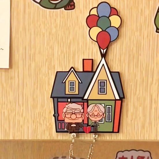 Держатель ключей для пар, акриловый настенный держатель ключей, мультяшный дедушка, бабушка, парный брелок-органайзер для домашнего настенного декора