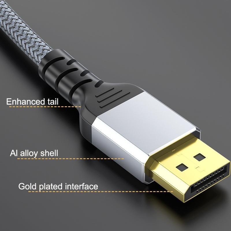 Кабель DisplayPort 8K DP 1.4Cable 8K@60Hz 4K@144Hz Высокоскоростной плетеный кабель Display Port, совместимый с телевизором, монитором, ноутбуком