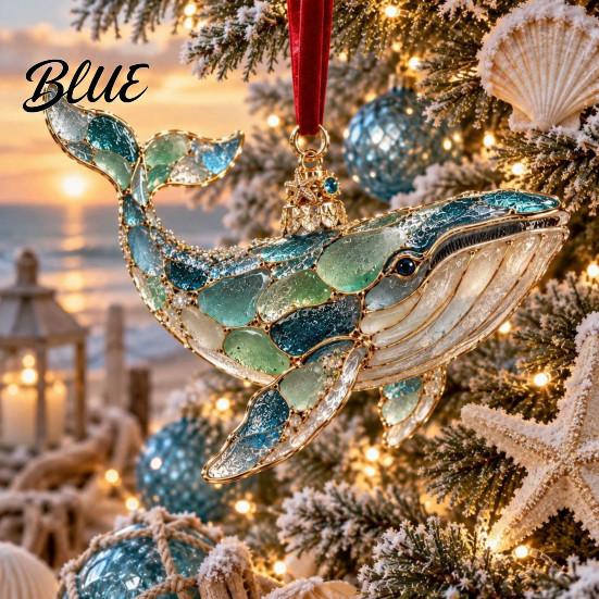 Christmas Tree Decorations Sea Glass Ornament, Coastal Turtle Whale Shark Octopus Office Hanging Decoration, Ocean-Inspired Acrylic Pendant for Beach