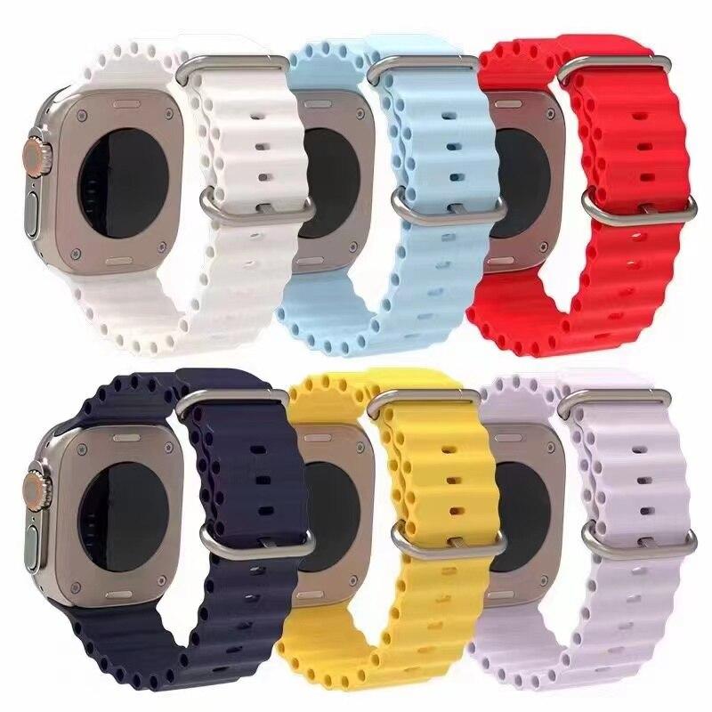 Ремешок Ocean для Apple Watch Band Ultra 49 мм, 45 мм, 44 мм, 40 мм, 41 мм, 42 мм, 49, 45, 44 мм, силиконовый браслет Correa iWatch серии 7, 6, 5, 4, 3, 2, 1, se 8