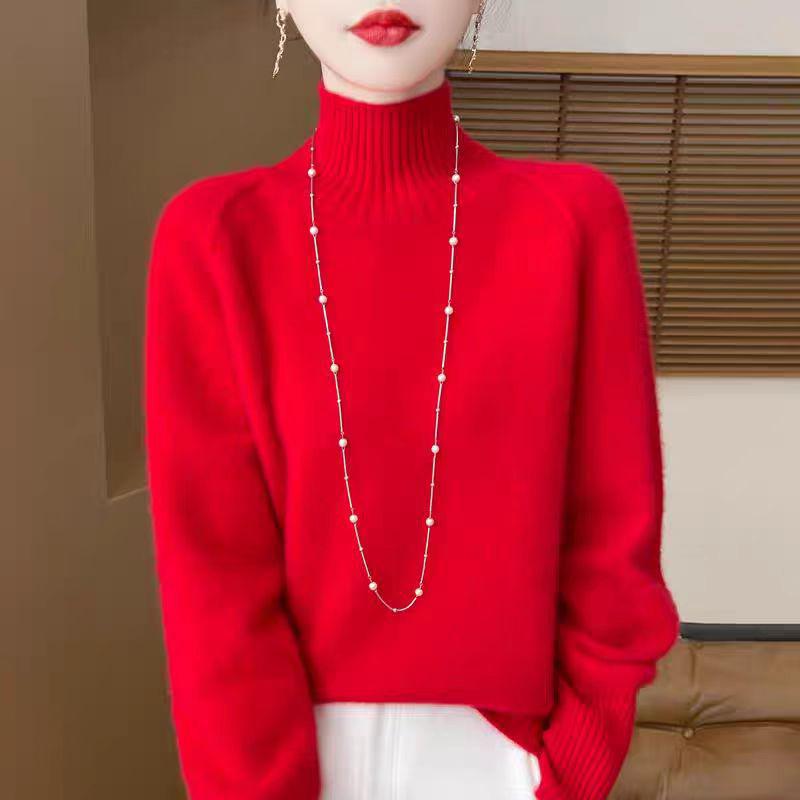 WTEMPO Осенне-зимний свитер с полувысоким воротником, свободный вязаный топ и пуловер