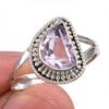 Кольцо из натурального розового аметиста с драгоценным камнем ручной работы из цельного серебра 925 пробы S.10 V4h89
