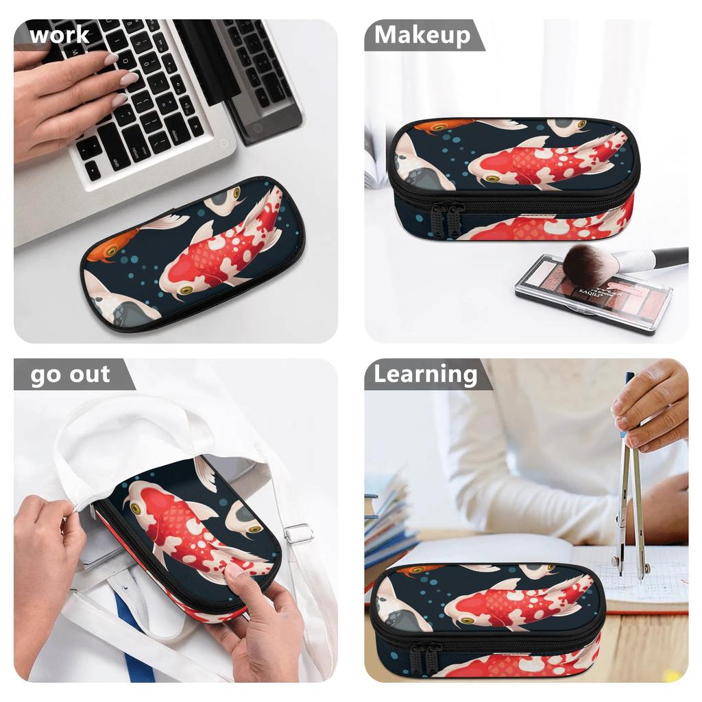 Pencil Bag Structured Durable 300D Polyester Secure Zipper with Main Compartment Mesh Pocket and Pen Slots for Boys Girls