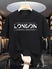 Unisex T-shirt London Style Casual Letter Print Round Neck T-Shirt for Men, Minimalist And Versatile Fashion Item