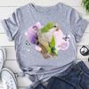 Summer Cartoon Animal Parrot Print Round Neck Short Sleeve T-shirt Base for Women Fashion T Shirt Women Casual Clothes Y2k Tops