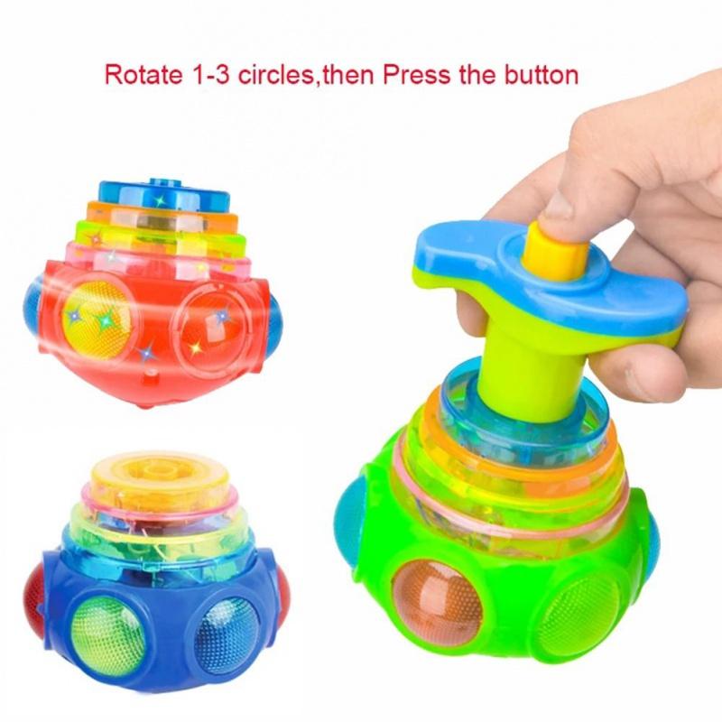 GYro Toy Color Flashing Gyro Music Spinning Toy With Luncher For Children Kids Toys Toys And Leisure