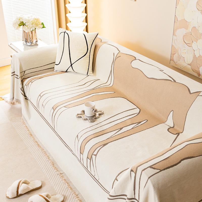 Атмосфера Чувство Четыре Сезона Универсальное Шенилловое Полотенце для Дивана с Лошадью Все Включено Универсальная Ткань для Чехла на Диван Нелипкая Шерсть Цельный